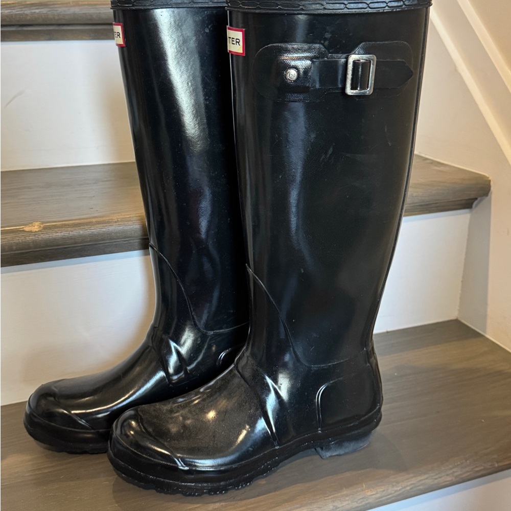 Hunter Glossy Black Tall Rain Boots